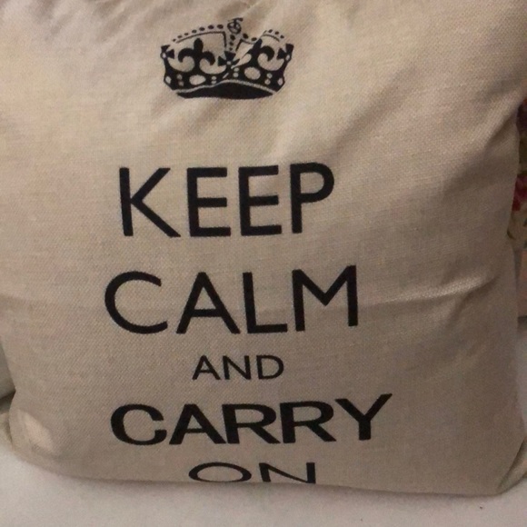 Pillow “Keep Calm and Carry On” 18x18 with fill - Picture 3 of 4